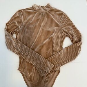 Forever 21 Tan Ribbed Bodysuit One Piece